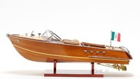 Bateau RC Riva Aquarama 89cm, modèle nautique en bois peint, prêt à l'emploi avec support de présentation, décoration d'intérieur, cadeau de vacances