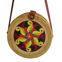 Sac hobo en rotin fumé Vietnam Lady avec de jolies impressions