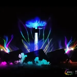 Layar Water Dance Luar Ruangan Layar Air Mancur Proyeksi dan Tampilan Laser Layar Menara LED Penuh Warna 1D 2D Nozel Pertunjukkan Performa