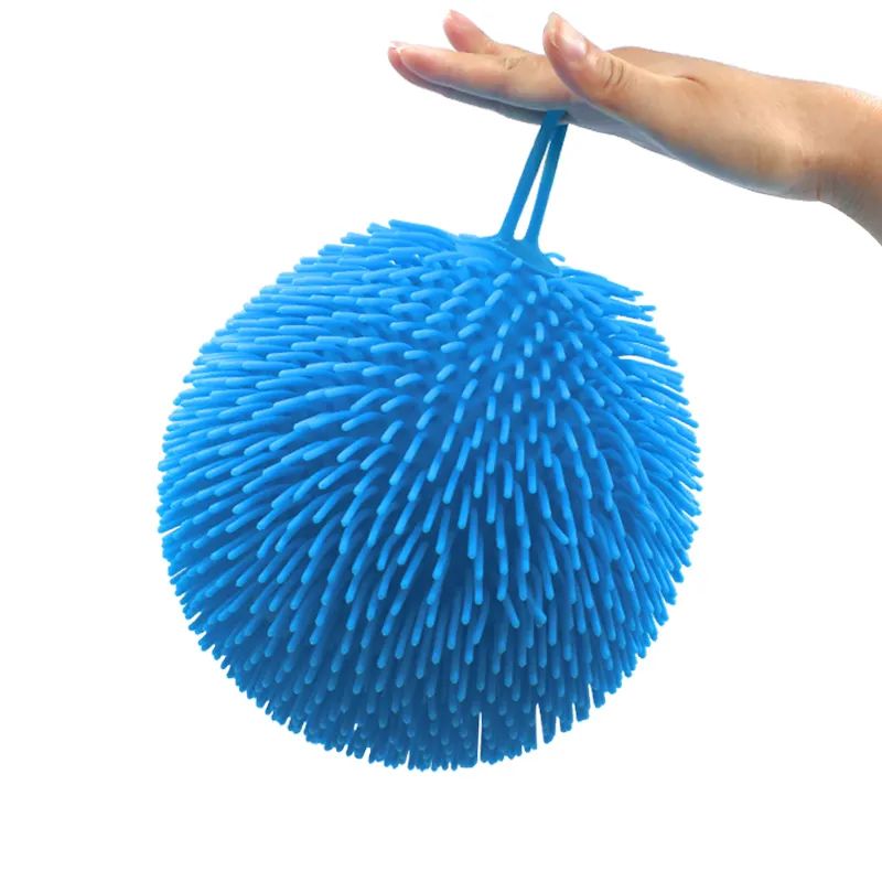Baby Regenbogen Koosh Ball Mega Spiky Soft Puffer Spielzeug PVC Soft Rubber Puffer Ball