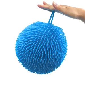 बच्चे इंद्रधनुष Koosh गेंद मेगा Spiky नरम Puffer खिलौना पीवीसी नरम रबर Puffer गेंद