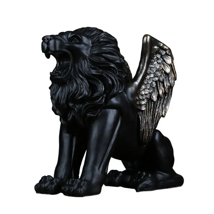 Lion Modern Nordic Home Decor Accents Creative Resin Interior Living Room Floor Stand Decoration Luxury Winged Lion Ornament