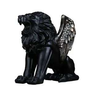 Lion en fer créatif de style nordique, ornement de luxe en résine sur le sol, salon, maison moderne