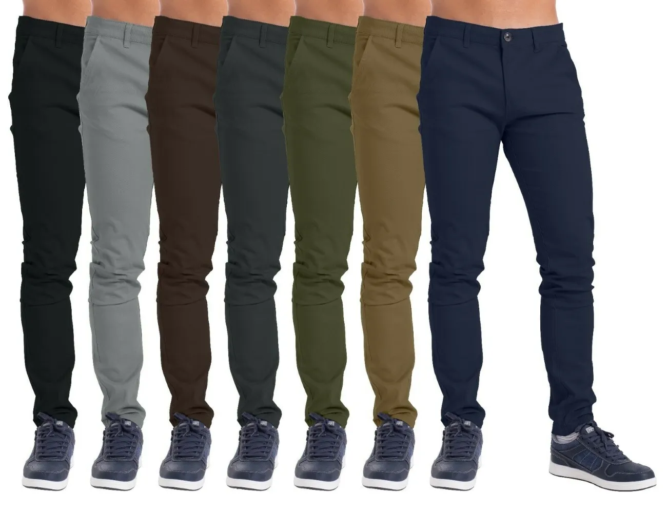 Pantalones chinos para hombre Pantalones vaqueros elásticos de algodón ajustados Todos los tamaños de cintura disponibles-Precio al por mayor