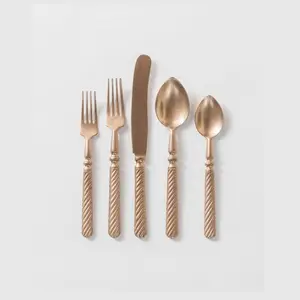 Conjunto De 5 Conjunto De Colher De Cobre Faca E Garfo Conjunto Para Decoração De Casa Talheres De Cozinha A Preço De Atacado