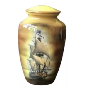 ภาพเรือคลาสสิกที่เป็นของแข็งที่ระลึกโลหะทองเหลือง/อลูมิเนียมผู้ใหญ่มนุษย์ศพเถ้าโกศอเมริกัน/ยุโรปสไตล์ - Product Image 1