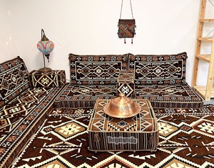 Mystic <b>Floor</b> Couch Middle Eastern Oriental Corner <b>Seating</b> <b>Floor</b> Cushion Set Brown with 22 Density Foam Fillings - Product Image 1