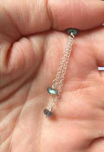 Collar Lariyat de labradorita Natural de Plata de Ley 92,5, joyería fina de piedras preciosas de Fuego Azul de 18 "para boda, fabricado por su nombre - Product Image 3