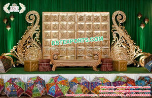 Stylish Sangeet <b>Stage</b> Golden Paisley Decor Fiber Carved Paisley for Wedding Decor Top Mehndi <b>Stage</b> Decoration Paisley <b>Prop</b> - Product Image 4