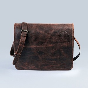 Vintage Brown Leather <b>Messenger</b> <b>Bag</b> Button Embroidery Men's Women's Work Shoulder <b>Bag</b> Crossbody Satchel for Summer Dress <b>Laptop</b> - Product Image 4