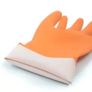 Factory Direct Supply Orange Gloves Latex Eldiven for Household All Anti-slip,water Proof Natural Rubber Cotton Flocklined Glove