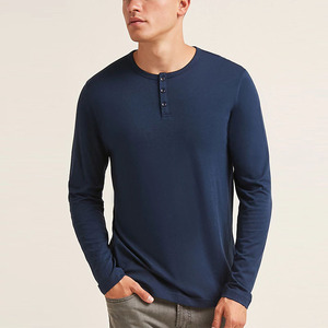 Short <b>Sleeve</b> <b>Henley</b> Custom Logo Casual Slim Fit Knitted Cotton <b>Men's</b> Vintage T-Shirt - Product Image 1