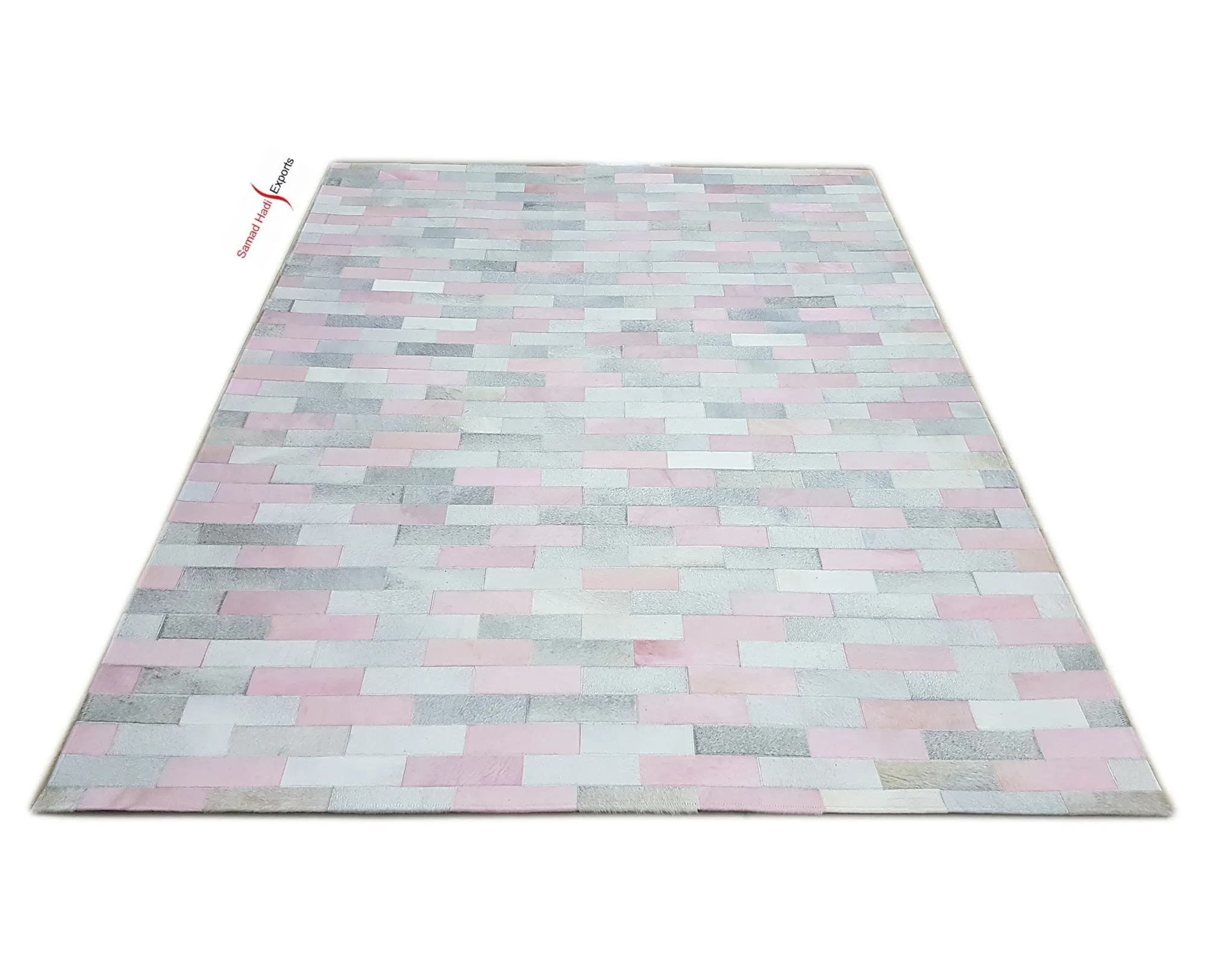 Customized Modern Design Cowhide Leather Carpets for Living Room Runner Carpet High Quality Red White and Green Style