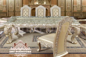 Conjunto de muebles de comedor de madera, conjunto de lujo de Platina dorada hecha a mano para comedor - Product Image 4