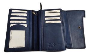 Ladies Bohemian Véritable Cuir RFID Blocking Wallets Broderie Zipper Button Open Candy Pattern Polyester Long Short Option - Product Image 2