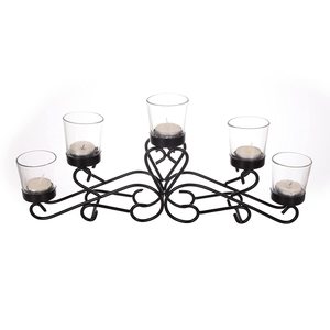 Metal <b>Tealight</b> <b>Holder</b> with 5 Votive Glass Cup for Central Side Table Home Decoration Living Room Dining Table - Product Image 1