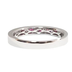 Hong Kong Jewellery Wholesale Custom Classic 18k Solid White Gold <b>Ruby</b> Gemstone Band <b>Ring</b> for Wedding & Party Women - Product Image 2