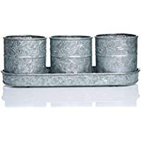 Juego de carrito de herramientas galvanizado cilíndrico de 3 diseños elegantes perfectos para el hogar y utensilios de cocina Almacenamiento de vajilla de metal - Product Image 5