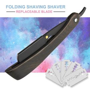 Maquinilla de afeitar de hoja recta, totalmente de color negro, con hoja afilada con mango de madera negra, hecha en Pakistán - Product Image 6