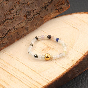 Anillos elásticos de moda, piedras preciosas facetadas redondas de 2-3mm con bola chapada en oro, anillo elástico para dedo, regalo para ella - Product Image 6