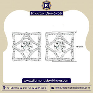 Pendientes de oro blanco de 14K con diamantes reales Buen precio Pendientes de diamantes de oro blanco puro de 14K para mujer ¡Compre ahora! - Product Image 2