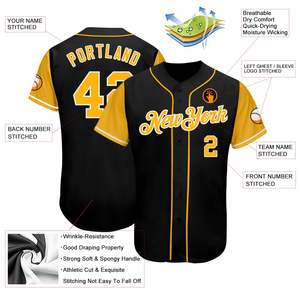 Maillot de baseball unisexe, couleurs personnalisées, 100% polyester, entièrement imprimé par sublimation, respirant, col en V, adulte - Product Image 3