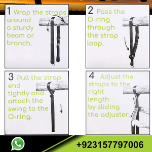 Correas largas ajustables Sostiene 2000lbs con cierre más seguro Ganchos de mosquetón Correas de columpio de árbol - Product Image 4