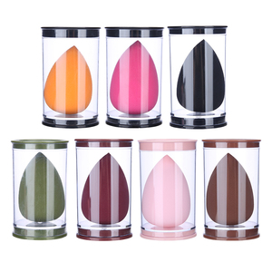 Colorida forma de gota de agua YF137 licuadora de maquillaje Etiqueta Privada base huevo cosmético huevo seco uso húmedo con <span class=keywords><strong>caja</strong></span> transparente - Product Image 4