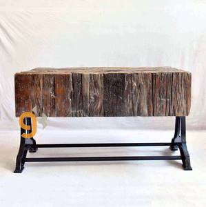 Patas de hierro fundido Industrial rústico, mesa de centro de madera vieja reciclada - Product Image 2