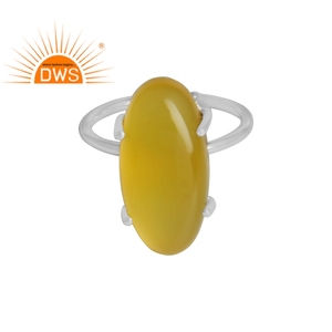Natural Yellow Chalcedony Gemstone <b>Statement</b> <b>Ring</b> Jewelry Wholesaler Designer Fine Sterling Silver <b>Ring</b> Jewelry Supplier - Product Image 1