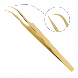 Pinzas de pestañas doradas, pinzas de extensión de pestañas de aislamiento de alta calidad, pinzas de volumen rusas antiestáticas de acero inoxidable alemán - Product Image 2