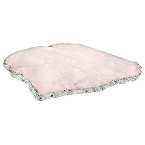 Plateau en Agate de Quartz Rose, dessous de verre avec bordure dorée, vente en gros, meilleure qualité, collection - Product Image 1