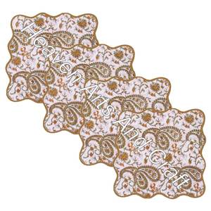 100% Cotton Multi Color Jaipur Hand Block Printed Scallop Napkins - Product Image 3