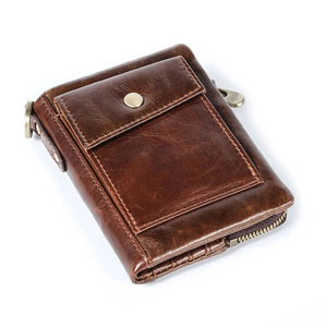 กระเป๋าสตางค์หนังแท้สำหรับผู้ชาย,กระเป๋าใส่เหรียญที่ใส่บัตรทรงสั้นขนาดเล็กกระเป๋าสตางค์หนังมีซิปสำหรับผู้ชาย - Product Image 1