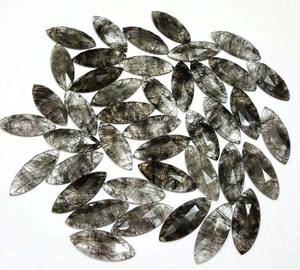 Marquesa de cuarzo Natural turmalinado, piedra preciosa tallada en rosa, tamaño calibrado 30x12mm, para fabricación de joyas, precio al por mayor - Product Image 2