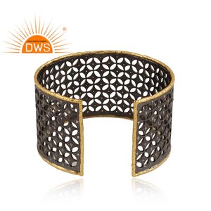 CZ Set Bangle Designer Rhodium Plated 925 <b>Silver</b> Statement Wide <b>Cuff</b> Bangle Manufacturer Jewelry Classic Collection - Product Image 4