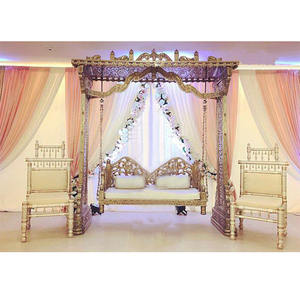 Muslim Wedding Sangeet Stage Jhula Set Hindu Wedding Latest Designer <b>Swing</b>/Jhula Muslim Wedding <b>Wooden</b> Carved <b>Swing</b> Set - Product Image 1