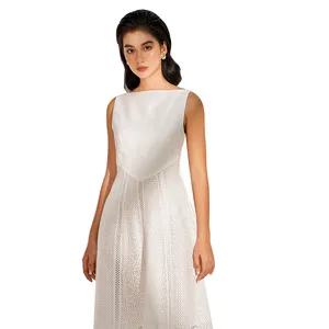 Vestido Formal elegante sin mangas con forma de A para mujer, ropa personalizada con cuello redondo, hecha en Vietnam, novedad