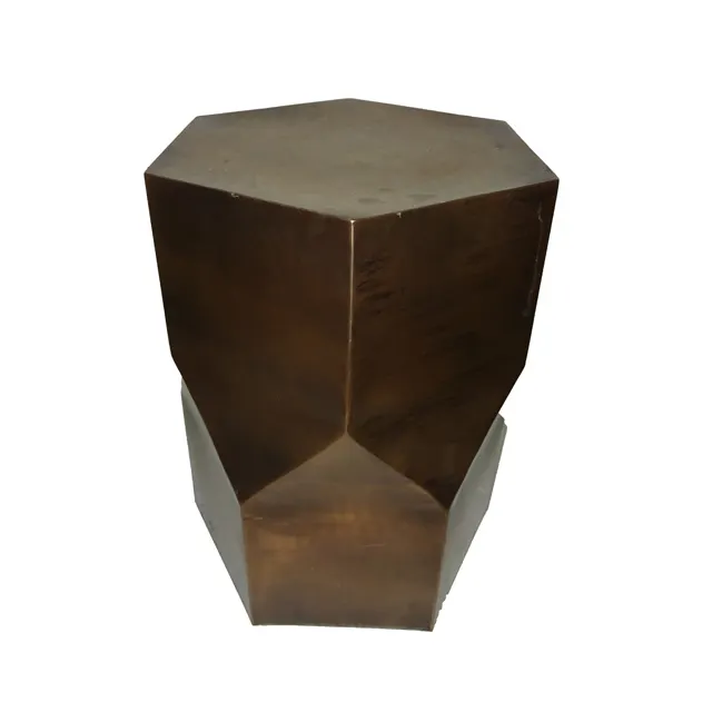Table basse en métal de qualité supérieure en forme de tambour, finition de Type bois brun pour Table de chevet, salon