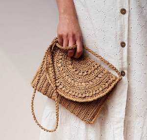 Large New Style Hobo Seagrass <b>Handbag</b> Star Design Trendy Casual Woven Seagrass Cotton Lining Zipper Embroidery Everyday Chain - Product Image 5