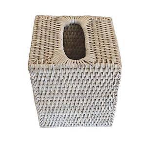 Lavado blanco cuadrado de mimbre tejido caja/caja de la cubierta tejida a mano de mimbre servilleta titular para la casa - Product Image 5