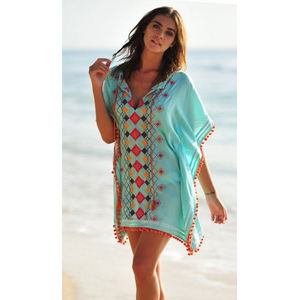 Chaine Style Vintage, broderie en dentelle à manches courtes, col en pompon, Pom Pom, en point de chaîne, vente en gros, - Product Image 1