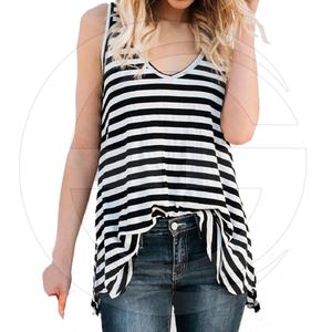 Débardeur à rayures noires pour femmes Vêtements décontractés à séchage rapide pour l'été Motif solide de grande taille - Product Image 1