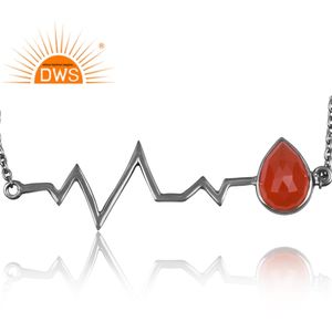 Bracelet en argent Sterling fin pour femme, à breloque en Onyx rouge, cœur d'amour, bijou pour dame, offre spéciale, - Product Image 3