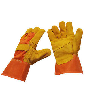 ถุงมือเซฟตี้หนังแยกสีเหลืองที่มีคุณสมบัติกันบาดและป้องกันการกระแทกสำหรับอุตสาหกรรมริกเกอร์งานวิศวกรรมโยธา - Product Image 2
