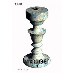 Dual Tone Small Wooden <b>Lamp</b> <b>Base</b> With Carved Design for Office Bed Room Hotel <b>Table</b> Top - Product Image 2