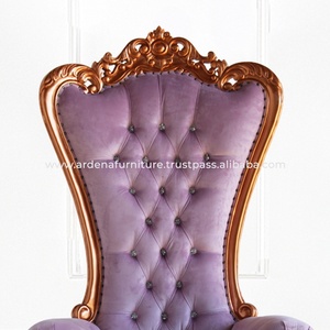 เก้าอี้รับประทานอาหารแบบหรูหราด้านหลังสูงสำหรับงานแต่งงานบัลลังก์ดีไซน์ฝรั่งเศสสีม่วงโรสโกลด์ใหม่จัดเลี้ยงใหม่โรงแรมวิลล่าห้องนั่งเล่น - Product Image 6