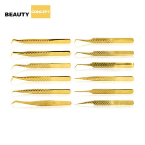 Pinzas de Acero Inoxidable con Punta de Diamante 3D para Volumen Ruso, Marca Personalizada, Agarre Dorado, Herramienta de Belleza para Extensiones de Pestañas, Ecológicas - Product Image 2