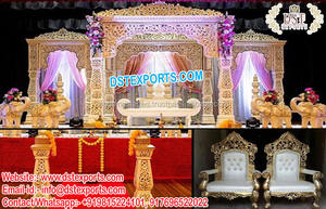 Mandap de mariage traditionnel carré portable de qualité supérieure en fibre de verre, blanc design, Maurice, Belgique - Product Image 4