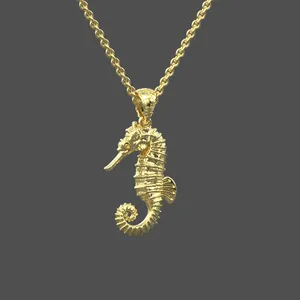 Hippocampus Pesona Perhiasan Kuda Laut Hewan Laut Pengeluaran Air Garam Kalung Kustom Baja Nirkarat 925 Perak Murni